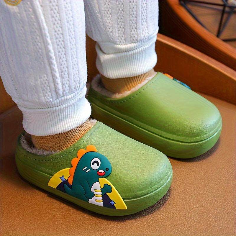 Kids Cartoon Fleece House Shoes Soft Non-Slip Indoor Walking Shoes