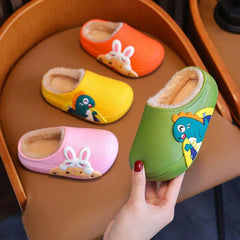 Kids Cartoon Fleece House Shoes Soft Non-Slip Indoor Walking Shoes