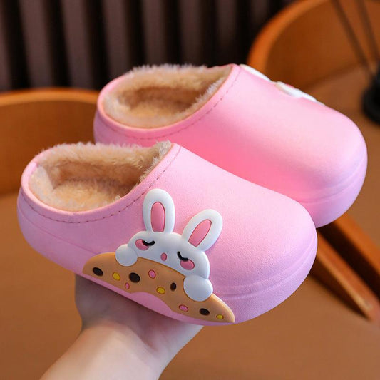 Kids Cartoon Fleece House Shoes Soft Non-Slip Indoor Walking Shoes