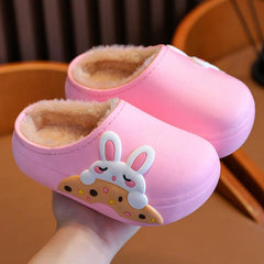 Kids Cartoon Fleece House Shoes Soft Non-Slip Indoor Walking Shoes