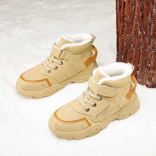 Kids Snow Boots Lace Up Fleece Lined Anti-slip Shoes