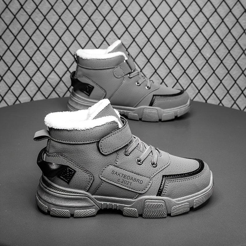 Kids Snow Boots Lace Up Fleece Lined Anti-slip Shoes