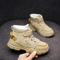 Kids Snow Boots Lace Up Fleece Lined Anti-slip Shoes
