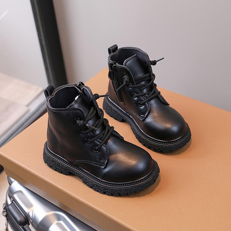 Boys Lace Up Zipper Boots Non Slip Comfortable All Seasons