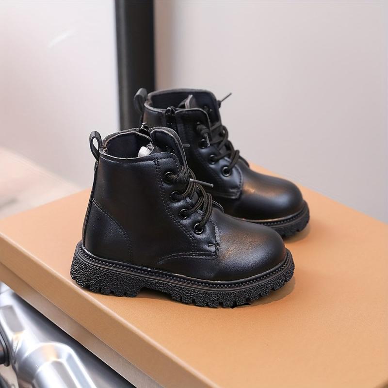 Boys Lace Up Zipper Boots Non Slip Comfortable All Seasons