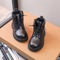 Boys Lace Up Zipper Boots Non Slip Comfortable All Seasons