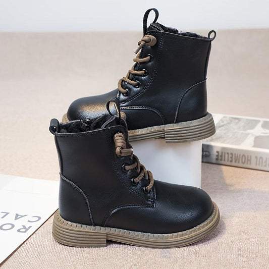 Boys' Casual Plus Fleece Ankle Boots With Zipper