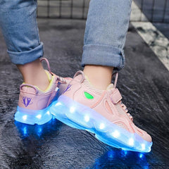 Boys' Mixed Sneakers With Charging Light Breathable Mesh Running Shoes