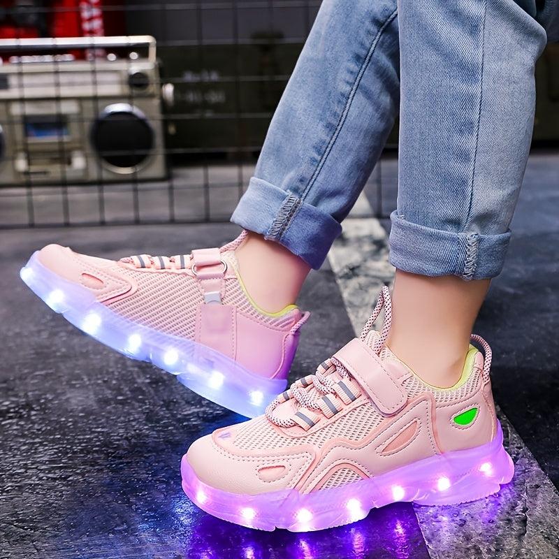 Boys' Mixed Sneakers With Charging Light Breathable Mesh Running Shoes