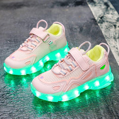 Boys' Mixed Sneakers With Charging Light Breathable Mesh Running Shoes