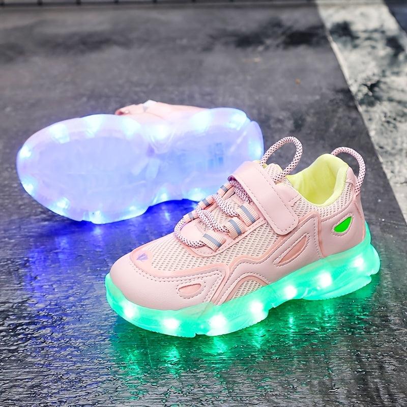 Boys' Mixed Sneakers With Charging Light Breathable Mesh Running Shoes