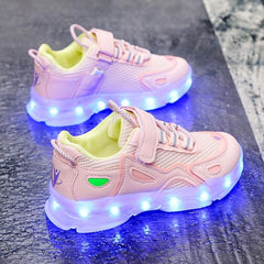 Boys' Mixed Sneakers With Charging Light Breathable Mesh Running Shoes