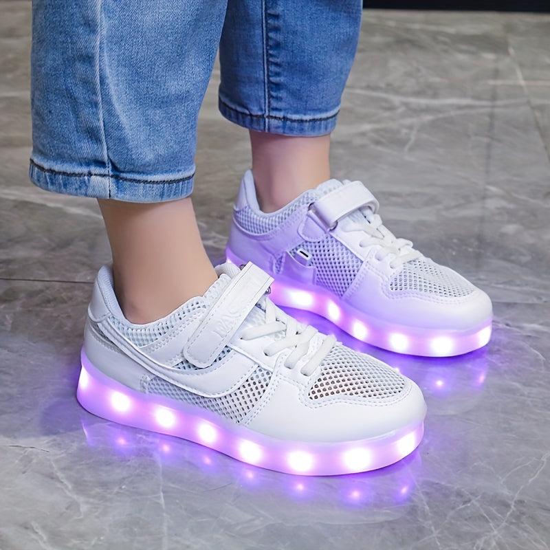 Toddler Boys Light Up Skate Shoes Breathable Mesh Hollow Out