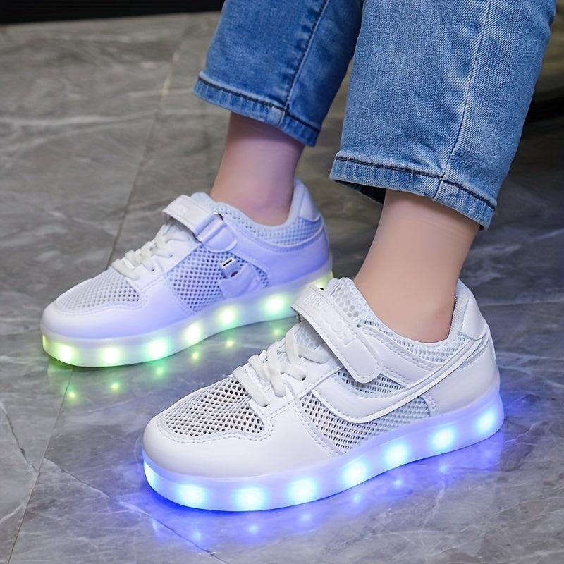 Toddler Boys Light Up Skate Shoes Breathable Mesh Hollow Out