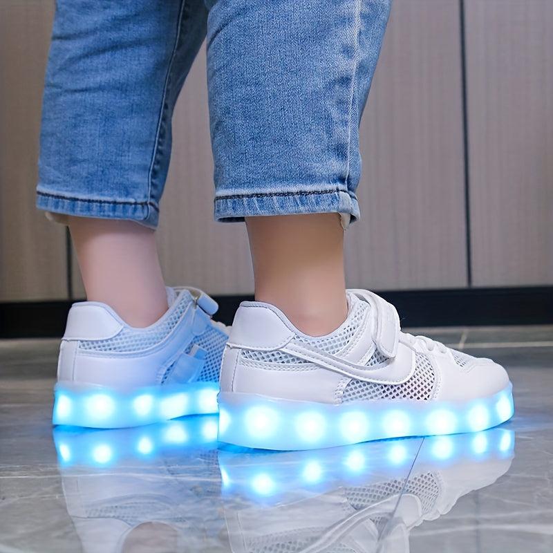Toddler Boys Light Up Skate Shoes Breathable Mesh Hollow Out