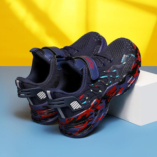Boys Casual Breathable Woven Shoes Lightweight Non Slip Running Shoes