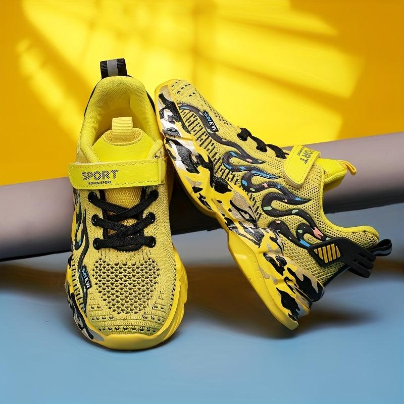 Boys Casual Breathable Woven Shoes Lightweight Non Slip Running Shoes