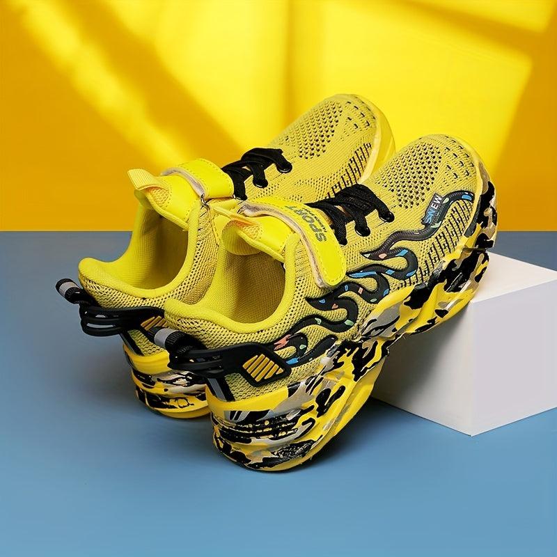 Boys Casual Breathable Woven Shoes Lightweight Non Slip Running Shoes