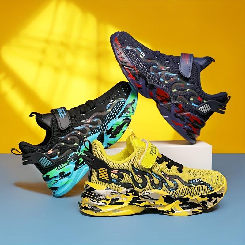 Boys Casual Breathable Woven Shoes Lightweight Non Slip Running Shoes