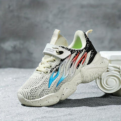 Kids Flame Print Sneakers, Breathable, Fall/Winter