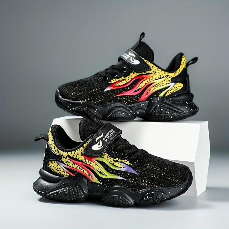 Kids Flame Print Sneakers, Breathable, Fall/Winter