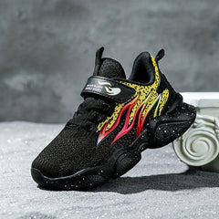 Kids Flame Print Sneakers, Breathable, Fall/Winter