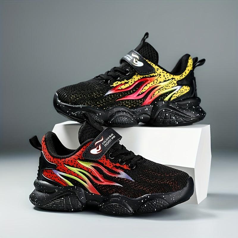 Kids Flame Print Sneakers, Breathable, Fall/Winter