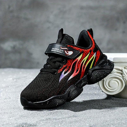 Kids Flame Print Sneakers, Breathable, Fall/Winter