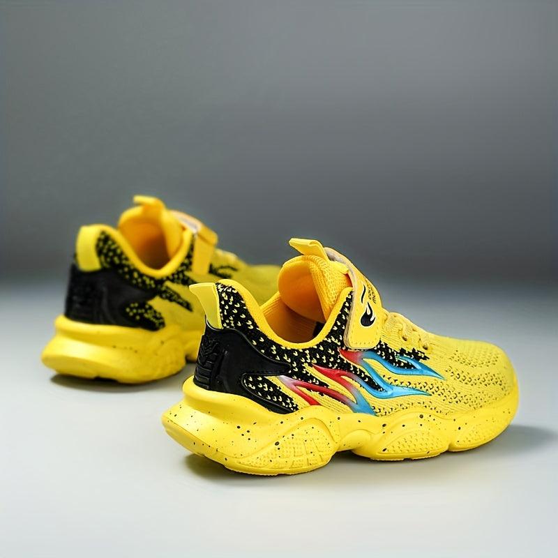 Boys Flame Print Casual Running Shoes Low Top Lightweight Sneakers