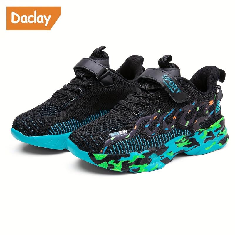Kids Flame Mesh Basketball Shoes Non Slip Sport Sneakers