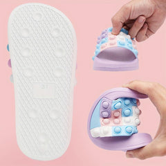 Funny Grid Blocks Slippers For Boys And Girls Lightweight Open Toe Slippers