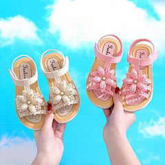 JIAGEYA Girls Flower Hook And Loop Sandals Lightweight Non Slip Comfy Sandals