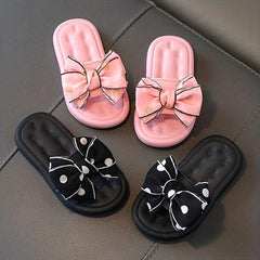 Girls Bowknot Slippers Non Slip Lightweight Open Toe Slippers for Indoor Outdoor
