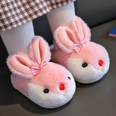 Furry Rabbit Cartoon House Shoes Girls Winter Non Slip Soft Bottom