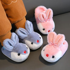 Furry Rabbit Cartoon House Shoes Girls Winter Non Slip Soft Bottom