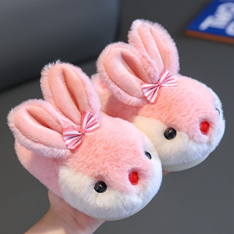 Furry Rabbit Cartoon House Shoes Girls Winter Non Slip Soft Bottom