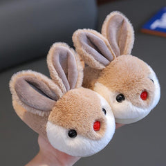 Furry Rabbit Cartoon House Shoes Girls Winter Non Slip Soft Bottom