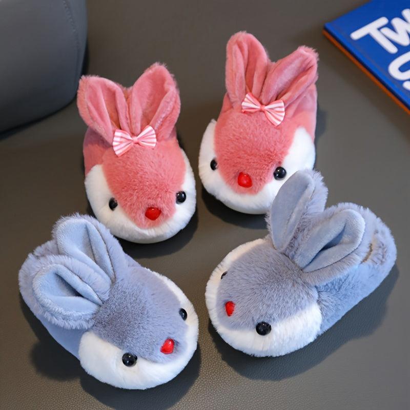 Furry Rabbit Cartoon House Shoes Girls Winter Non Slip Soft Bottom