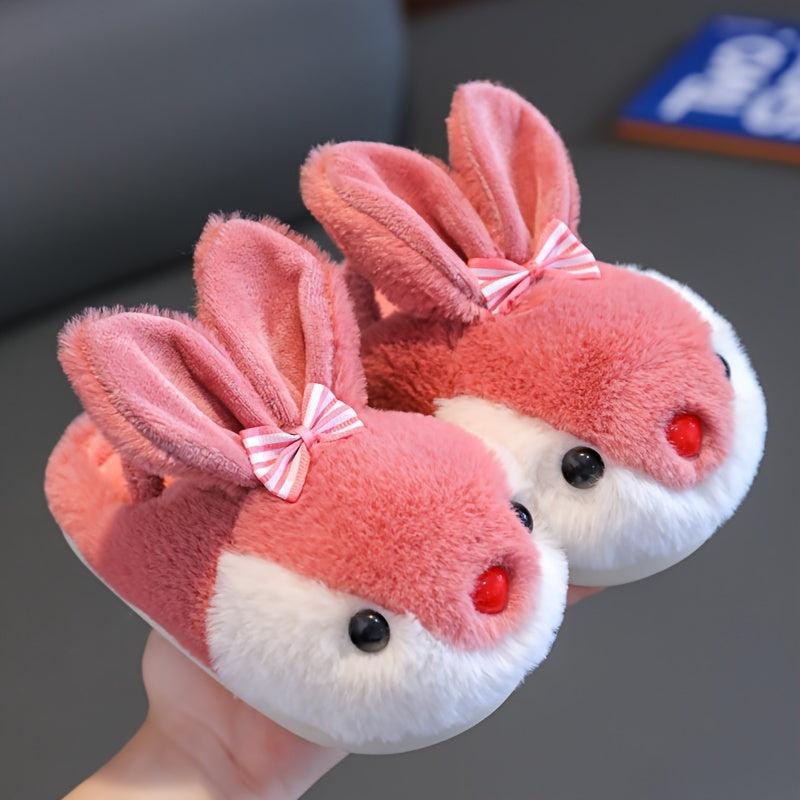 Furry Rabbit Cartoon House Shoes Girls Winter Non Slip Soft Bottom