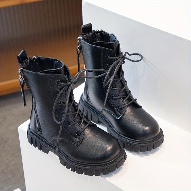 Girls Kids Lace Up Boots Non Slip Zipper Comfortable Indoor Outdoor