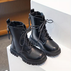 Girls Kids Lace Up Boots Non Slip Zipper Comfortable Indoor Outdoor