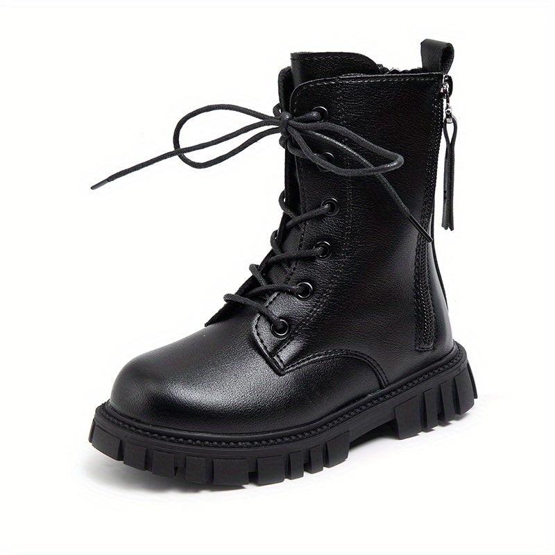 Girls Kids Lace Up Boots Non Slip Zipper Comfortable Indoor Outdoor