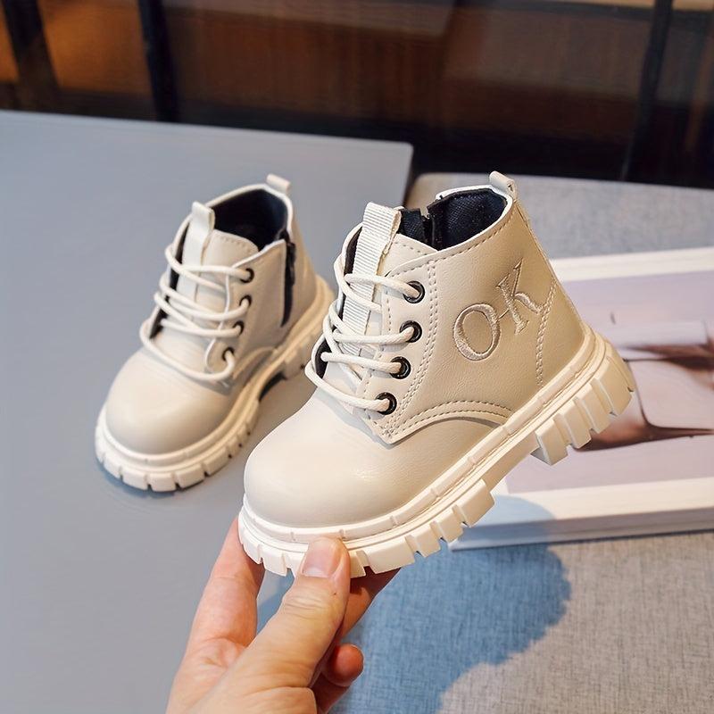 Girls Vintage Lace-Up Ankle Boots Non-Slip Comfortable Shoes