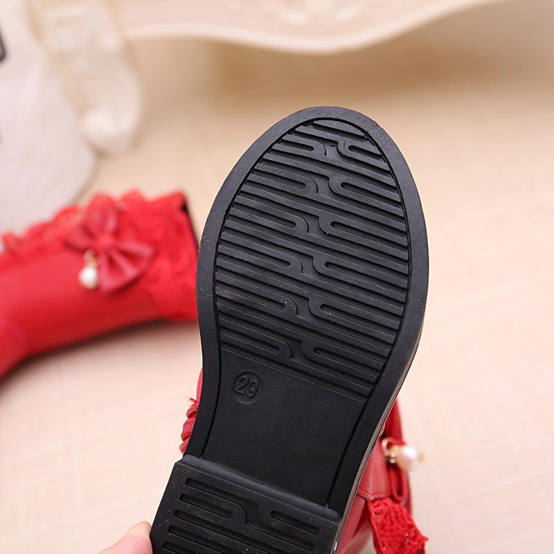 Bowknot Mid Calf Girls' Boots with Rubber Sole