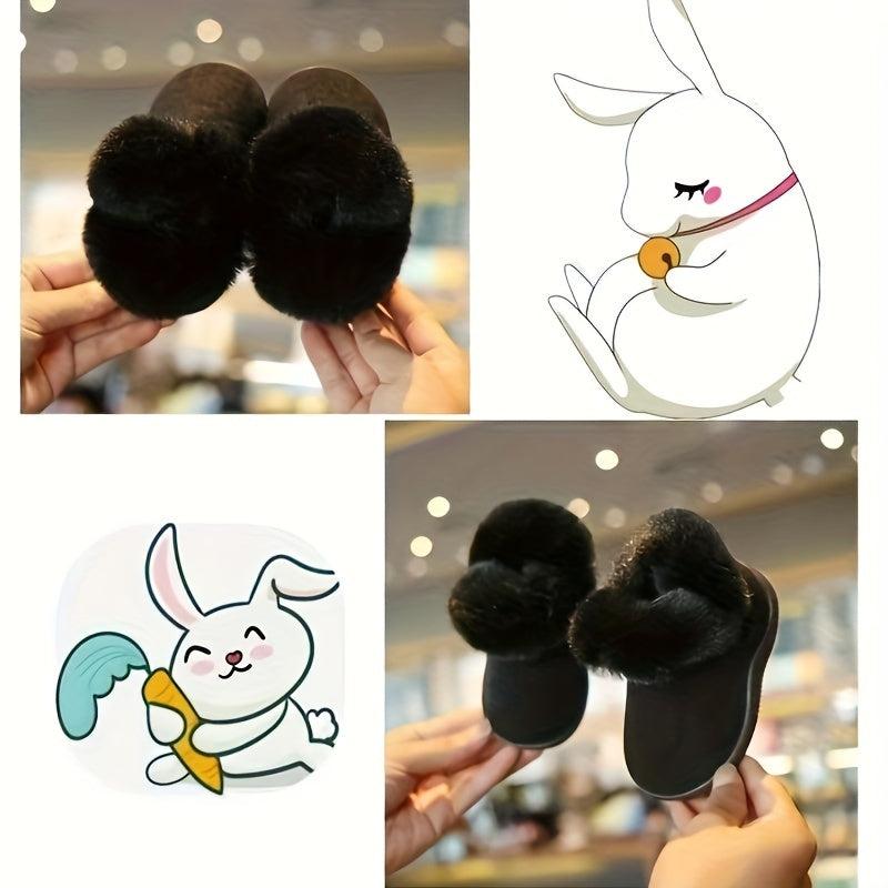 Girls' Furry Winter Boots Slip On Warm Plush Fleece Lining Durable PVC Sole