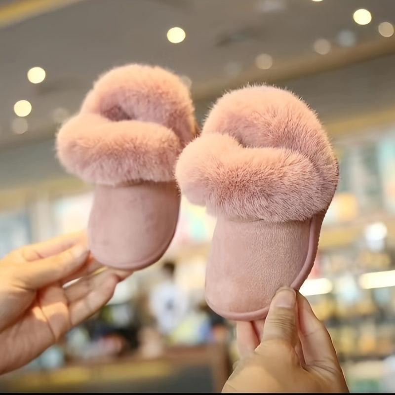 Girls' Furry Winter Boots Slip On Warm Plush Fleece Lining Durable PVC Sole