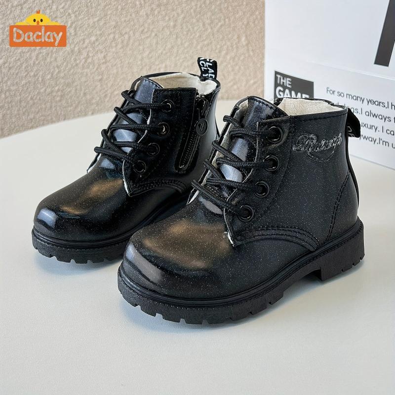 Daclay Soft Warm Fleece Boots W/Zipper For Girls Lightweight Non Slip Boots