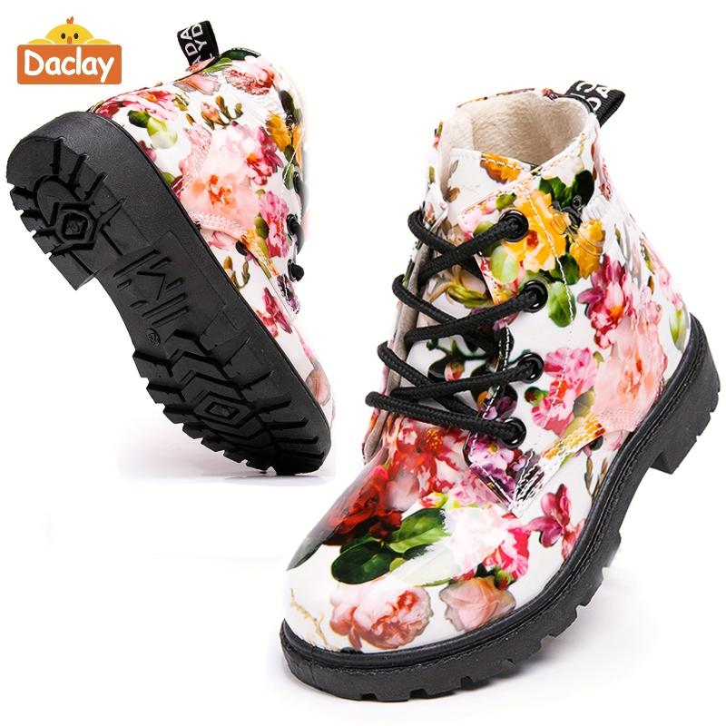 Daclay Soft Warm Fleece Boots W/Zipper For Girls Lightweight Non Slip Boots