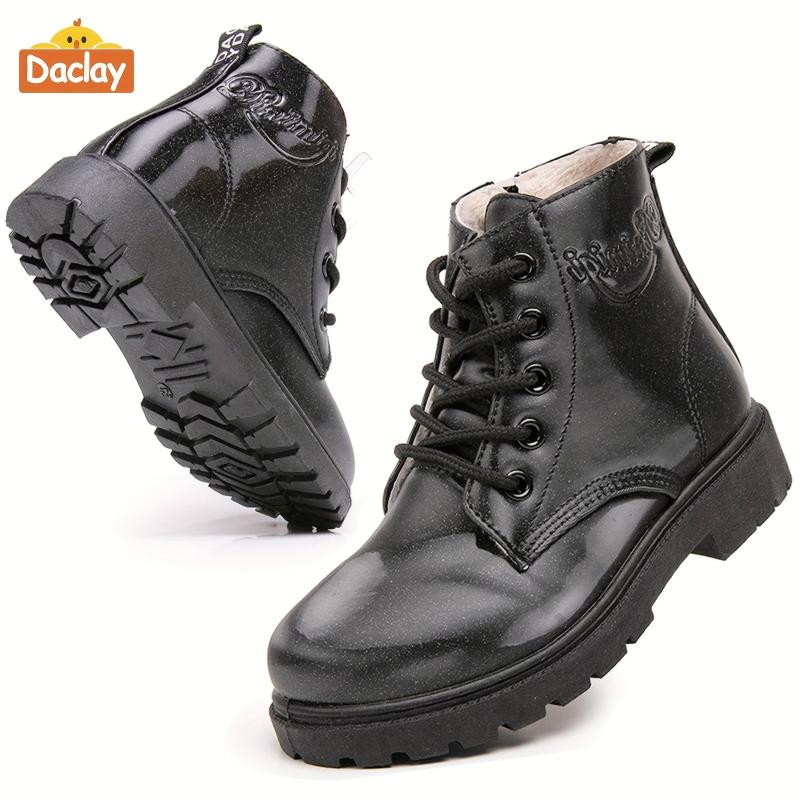 Daclay Soft Warm Fleece Boots W/Zipper For Girls Lightweight Non Slip Boots