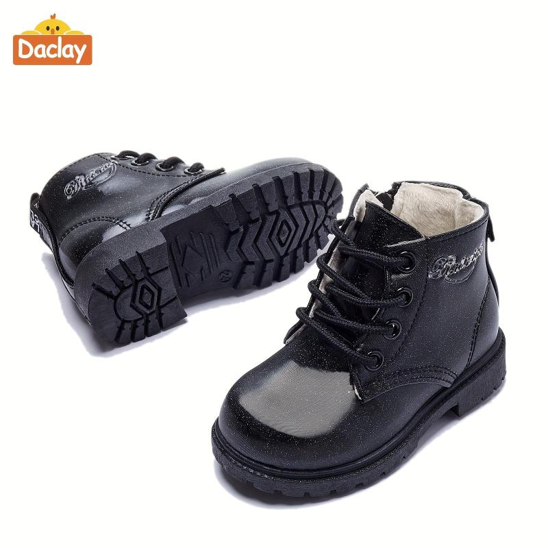 Daclay Soft Warm Fleece Boots W/Zipper For Girls Lightweight Non Slip Boots